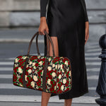 Red Rose Skull Pattern Print Duffle Bag