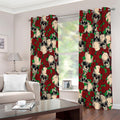 Red Rose Skull Pattern Print Extra Wide Grommet Curtains