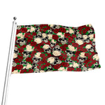 Red Rose Skull Pattern Print Flag