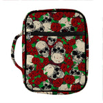 Red Rose Skull Pattern Print Front Pocket Bible Bag