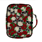 Red Rose Skull Pattern Print Front Pocket Bible Bag