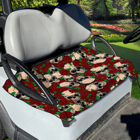 Red Rose Skull Pattern Print Golf Cart Seat Cover