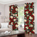 Red Rose Skull Pattern Print Grommet Curtains