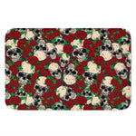 Red Rose Skull Pattern Print Indoor Door Mat