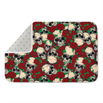 Red Rose Skull Pattern Print Indoor Door Mat