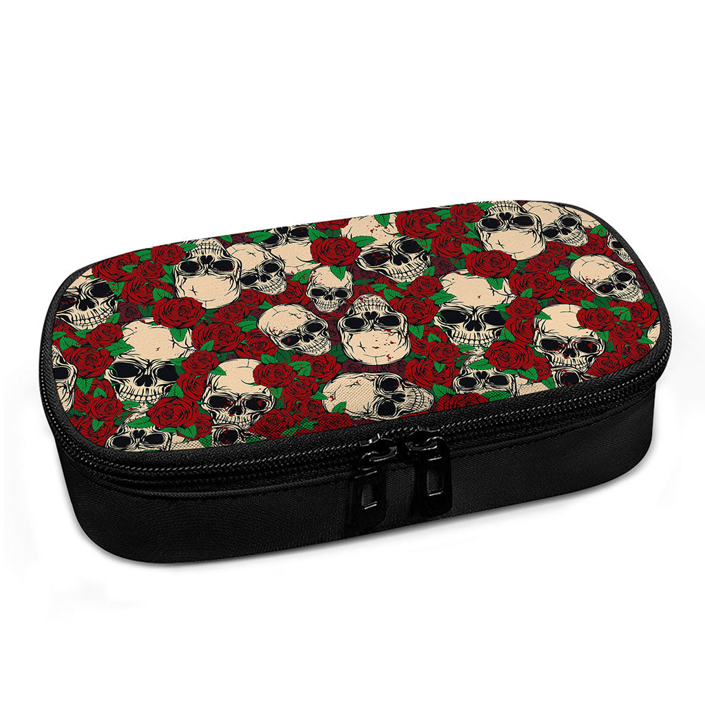 Red Rose Skull Pattern Print Insulin Cooler Travel Case