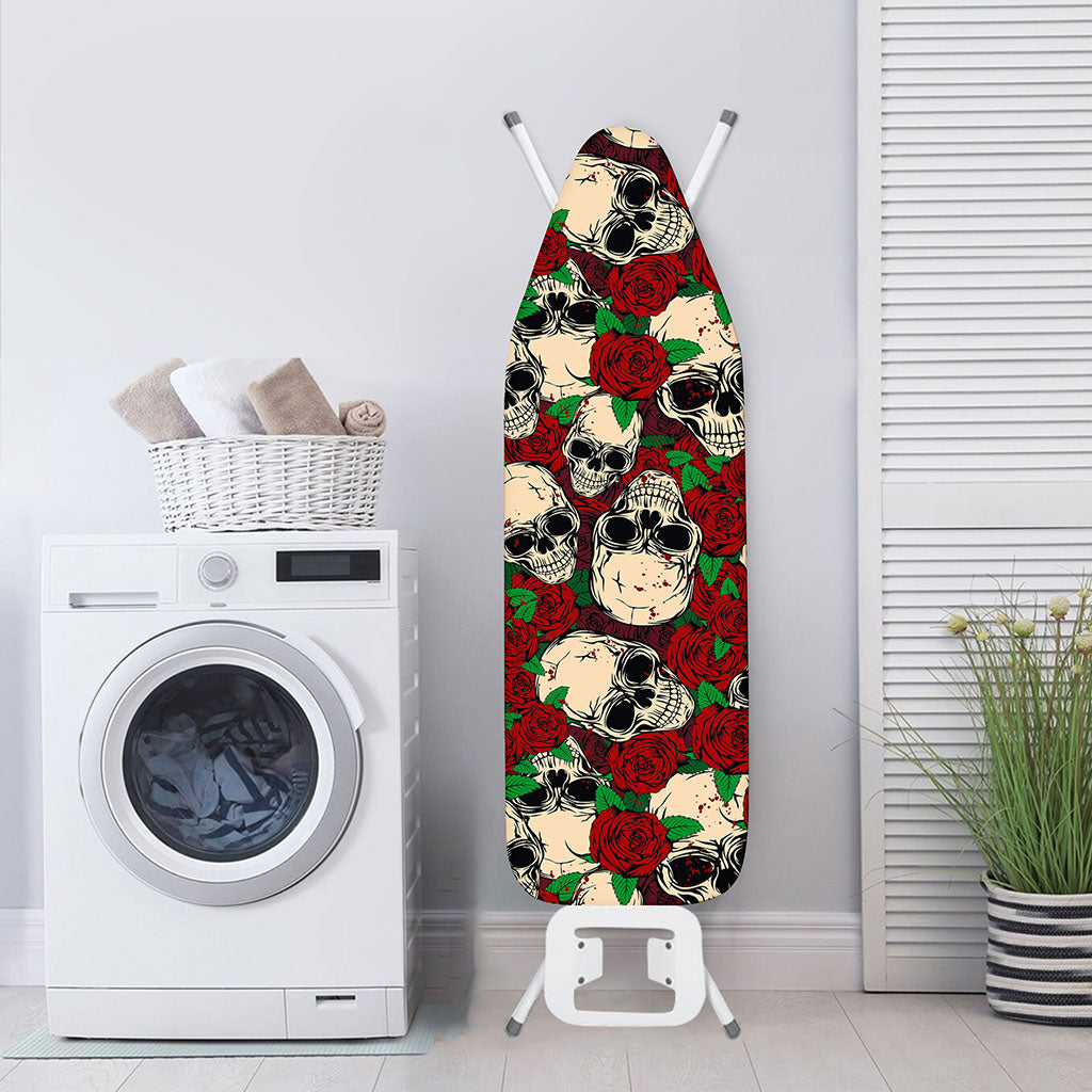 Red Rose Skull Pattern Print Ironing Board Cover
