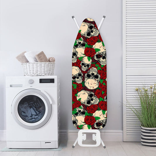 Red Rose Skull Pattern Print Ironing Board Cover