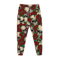 Red Rose Skull Pattern Print Jogger Pants