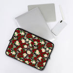 Red Rose Skull Pattern Print Laptop Sleeve