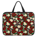 Red Rose Skull Pattern Print Laptop Sleeve With Handle