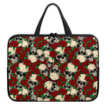 Red Rose Skull Pattern Print Laptop Sleeve With Handle
