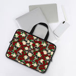 Red Rose Skull Pattern Print Laptop Sleeve With Handle