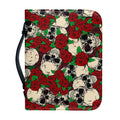 Red Rose Skull Pattern Print Leather Bible Cover