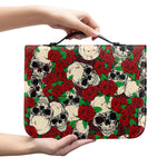 Red Rose Skull Pattern Print Leather Bible Cover