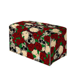 Red Rose Skull Pattern Print Leather Tissue Box Cover