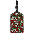 Red Rose Skull Pattern Print Luggage Tag