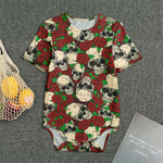 Red Rose Skull Pattern Print Men's Bodysuit