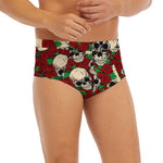 Red Rose Skull Pattern Print Men's Briefs