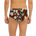 Red Rose Skull Pattern Print Men's Briefs