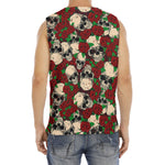 Red Rose Skull Pattern Print Men's Fitness Tank Top