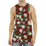 Red Rose Skull Pattern Print Men's Muscle Tank Top