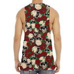 Red Rose Skull Pattern Print Men's Muscle Tank Top