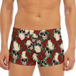 Red Rose Skull Pattern Print Men's Short Boxer Briefs