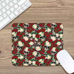 Red Rose Skull Pattern Print Mouse Pad