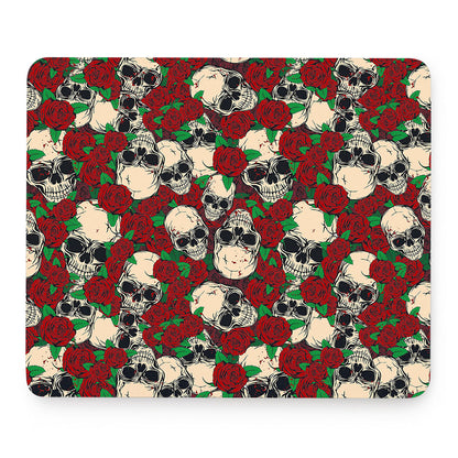 Red Rose Skull Pattern Print Mouse Pad