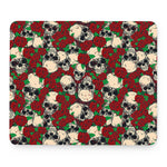 Red Rose Skull Pattern Print Mouse Pad