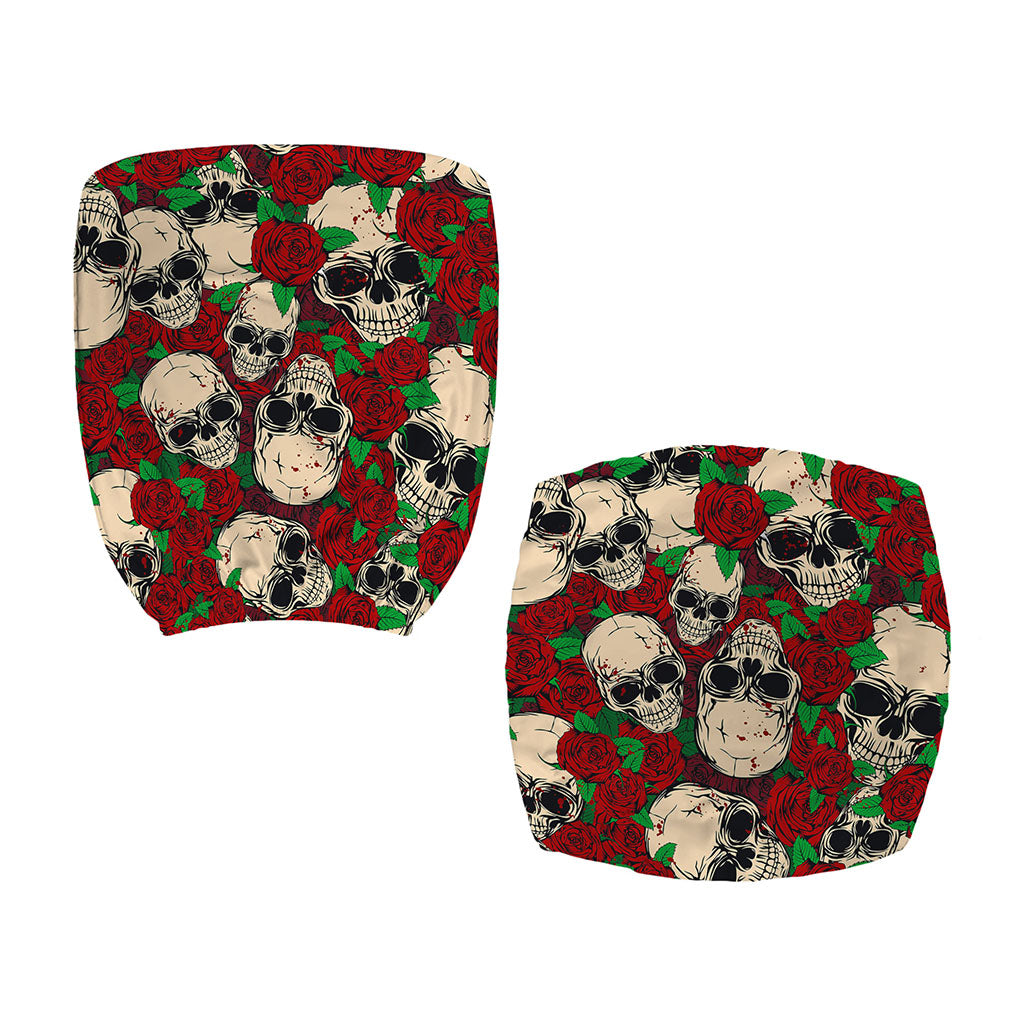 Red Rose Skull Pattern Print Office Chair Cover