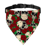Red Rose Skull Pattern Print Over The Collar Dog Bandana