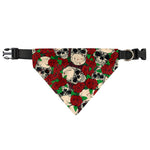 Red Rose Skull Pattern Print Over The Collar Dog Bandana