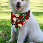 Red Rose Skull Pattern Print Over The Collar Dog Bandana