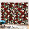 Red Rose Skull Pattern Print Pencil Pleat Curtains