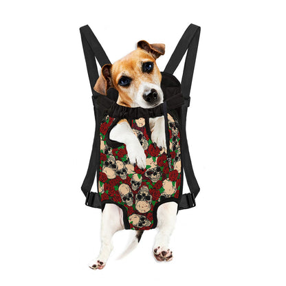Red Rose Skull Pattern Print Pet Carrier Backpack