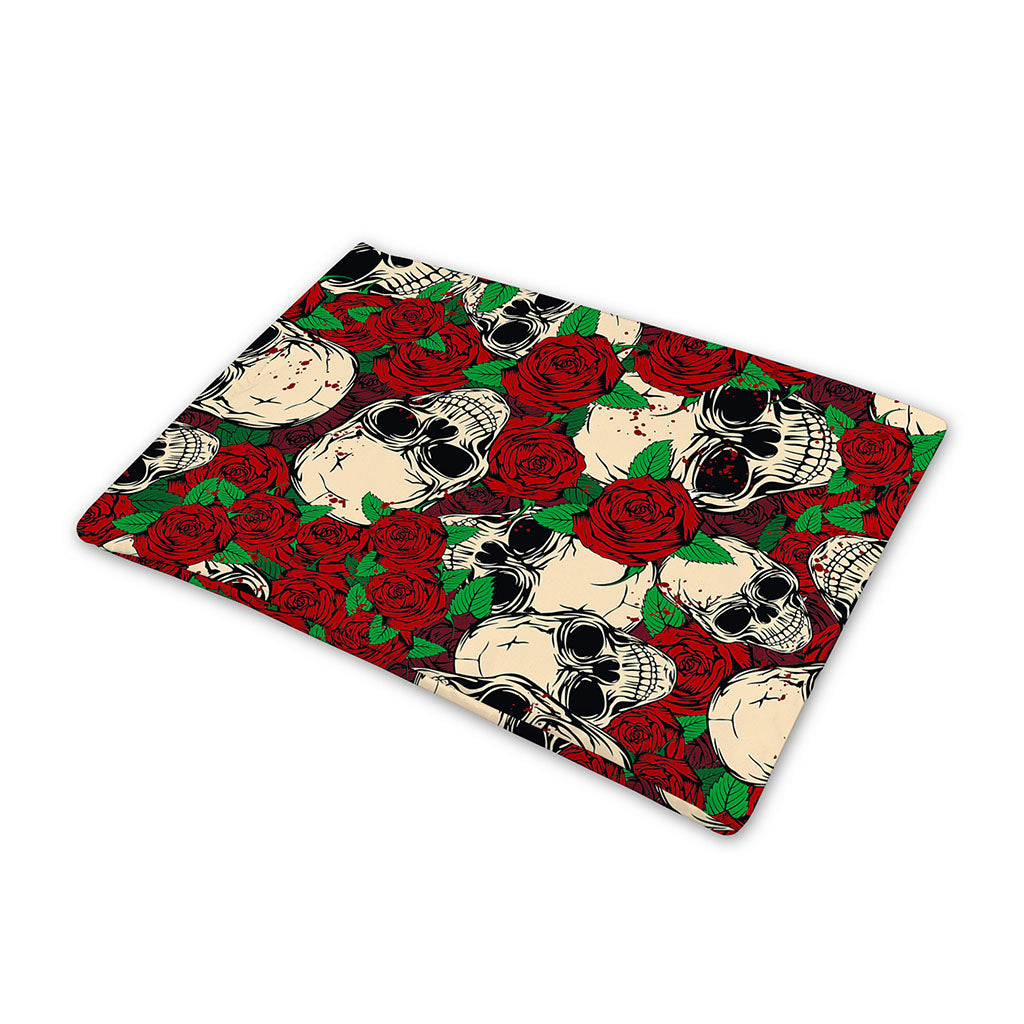 Red Rose Skull Pattern Print Pet Cooling Mat Cover