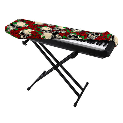 Red Rose Skull Pattern Print Piano Keyboard Cover