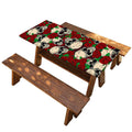 Red Rose Skull Pattern Print Picnic Table Cover