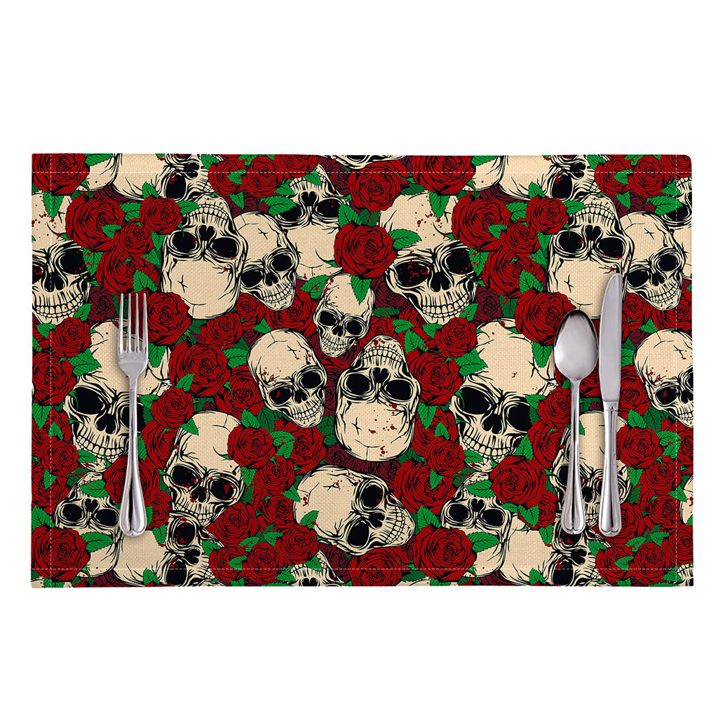 Red Rose Skull Pattern Print Placemat