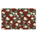 Red Rose Skull Pattern Print Polyester Doormat