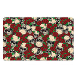 Red Rose Skull Pattern Print Polyester Doormat
