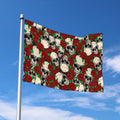 Red Rose Skull Pattern Print Polyester Flag