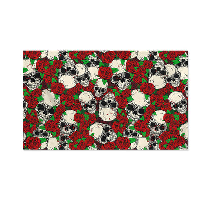 Red Rose Skull Pattern Print Polyester Flag