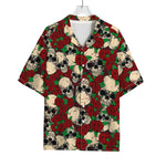 Red Rose Skull Pattern Print Rayon Hawaiian Shirt
