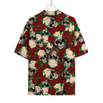 Red Rose Skull Pattern Print Rayon Hawaiian Shirt