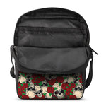 Red Rose Skull Pattern Print Rectangular Crossbody Bag