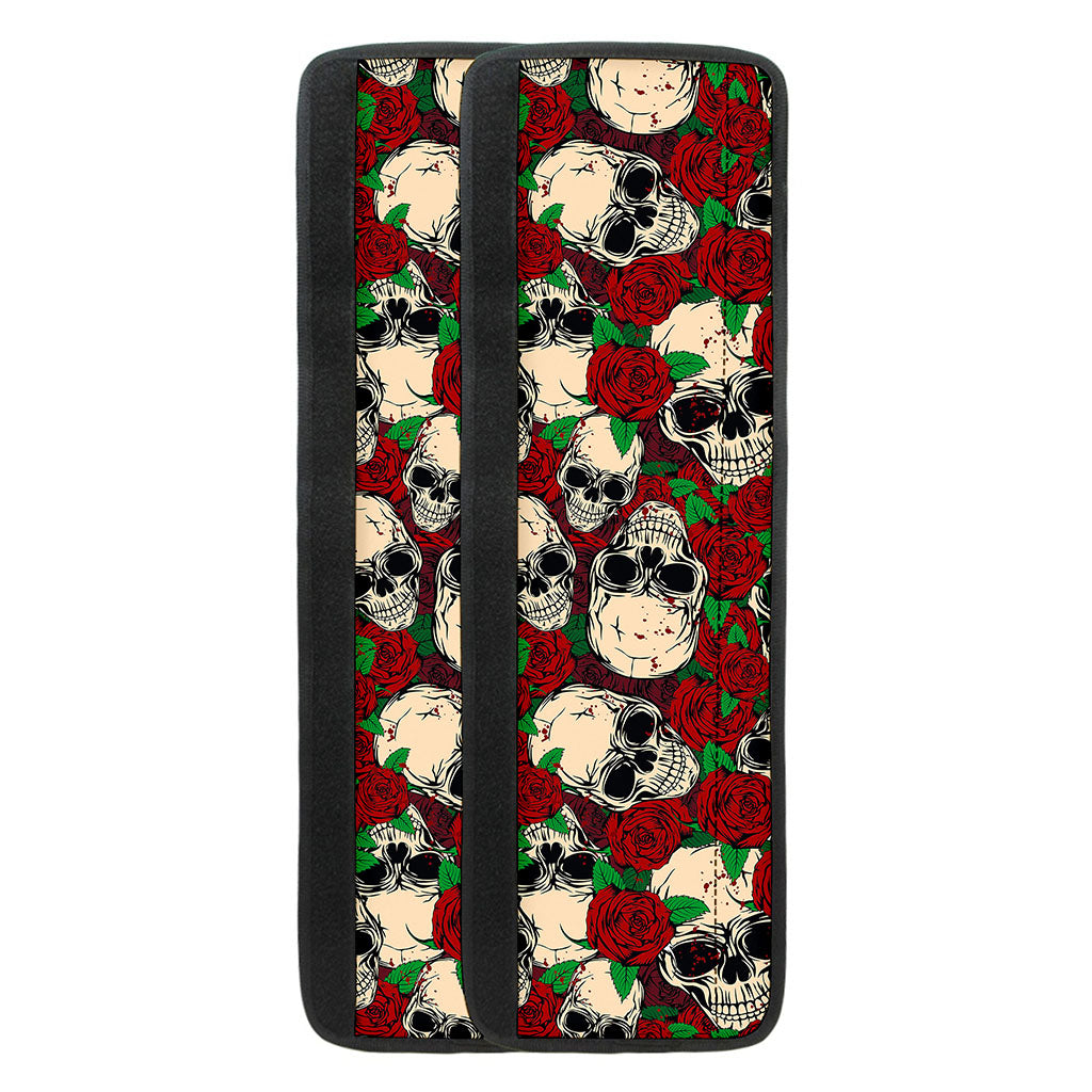 Red Rose Skull Pattern Print Refrigerator Handle Covers