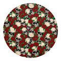 Red Rose Skull Pattern Print Round Blanket